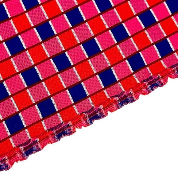 VTG Knit Checkered Bright Retro Fabric EUC! 202 - Picture 4 of 5